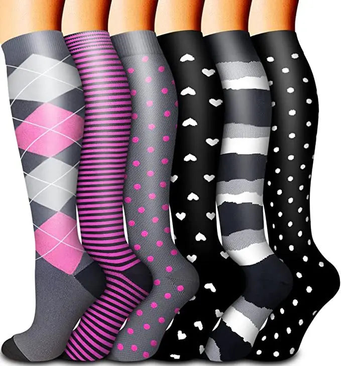 Zafalia™ FunPress | Animal & Fruit Compression Socks – 6 Pairs