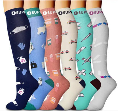 Zafalia™ FunPress | Animal & Fruit Compression Socks – 6 Pairs