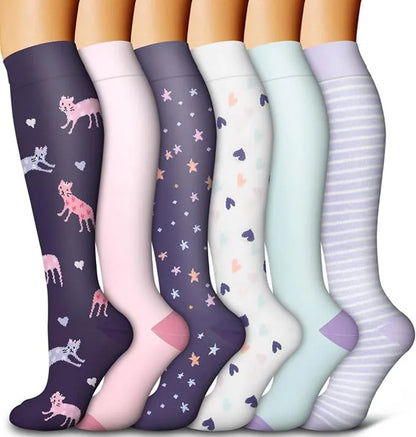 Zafalia™ FunPress | Animal & Fruit Compression Socks – 6 Pairs