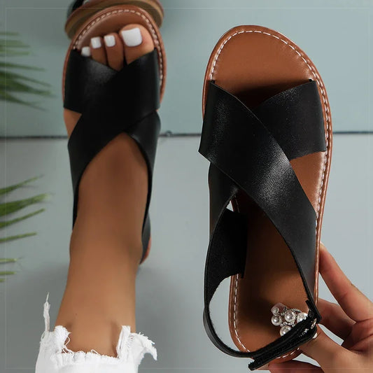 Zafalia™ Cruzé — Soft Leather Flat Summer Sandals