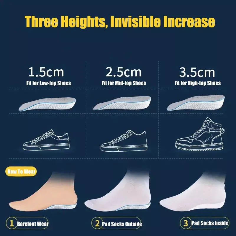 Comfort+ Height Increase Insoles – 1.5/2.5/3.5 cm Arch Support
