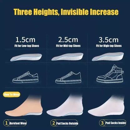 Comfort+ Height Increase Insoles – 1.5/2.5/3.5 cm Arch Support