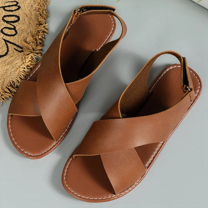 Zafalia™ Cruzé — Soft Leather Flat Summer Sandals